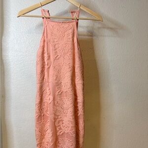 Elegant Peach Lace Dress
